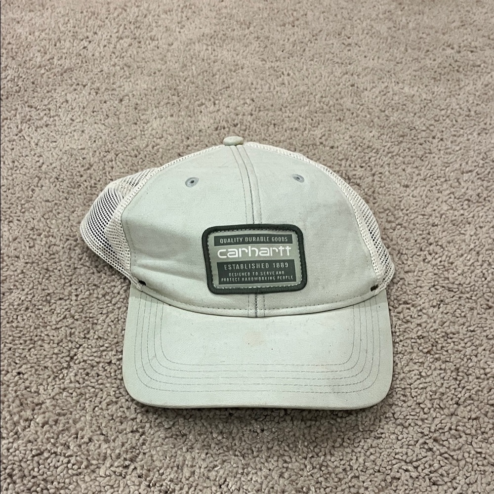 Carhartt Men's Cream and Green Mesh Cap